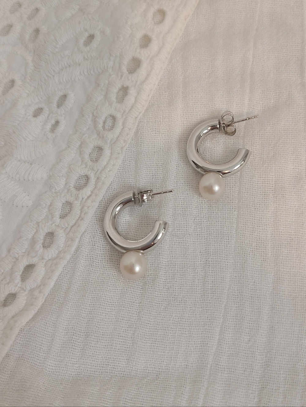 Mejuri Pearl & Sterling Silver Earrings
